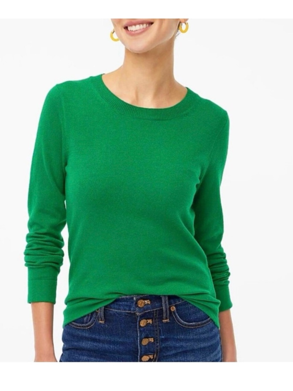 J. Crew Teddie Crewneck Sweater in Kelly Green